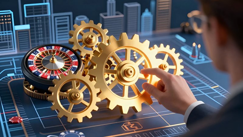 Strategist selecting a golden gear to assist in choosing B2B casino software providers scaling